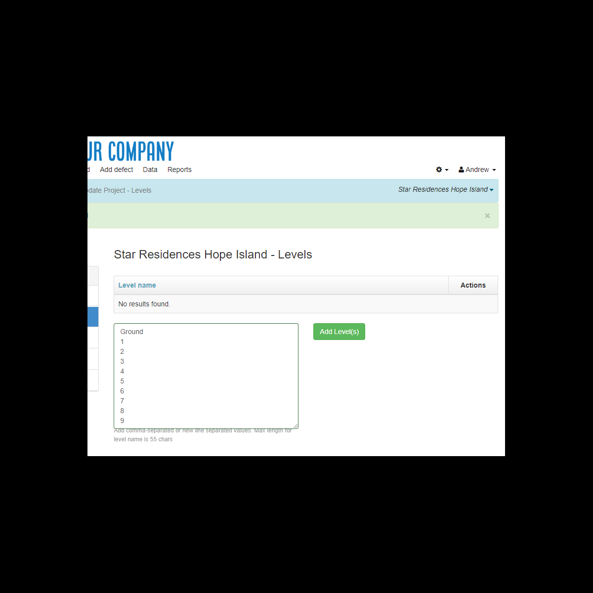 Setup Mulitple Levels