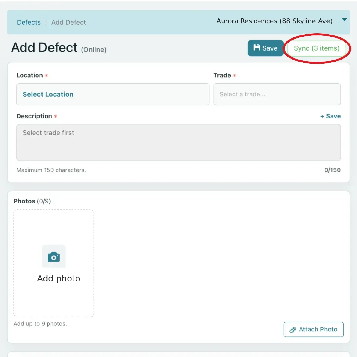 Reconnect and synchronise queued inspection defects securely to the cloud. InspectaMate building inspection software synchronising queued offline defects